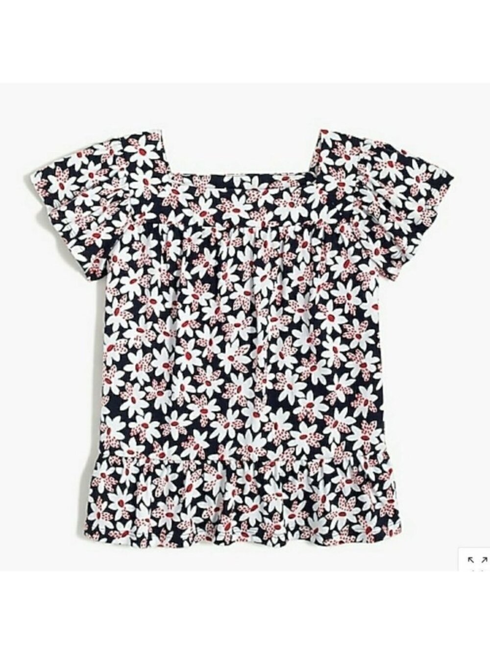 Crewcuts Girl's floral blue red white peplum top NEW Tags
